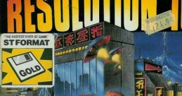 Atari ST game cover of Resolution 101 Hoverforce, featuring futuristic hovercraft and vibrant cityscape background.