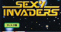 Cover art for "Sexy Invaders" featuring a character in space, showcasing vibrant colors and retro video game graphics.