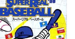 Cover art for Super Real Baseball '88, featuring a cartoon character ready to hit, captures the game's fun sports theme.