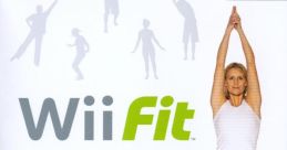 Wii Fit video game cover showcasing fitness activities and a woman practicing yoga on a balance board. Enjoy holistic health!