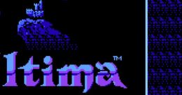 Title screen of Ultima III - Exodus featuring iconic graphics and "PUSH START" instruction for gameplay initiation.