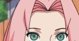 Sakura Haruno from Naruto with pink hair and green eyes, showcasing her determined expression and iconic headband.