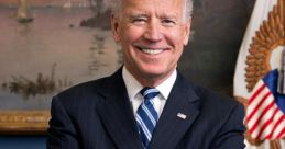 Joe Biden smiling confidently in formal attire, standing with arms crossed in an official setting.