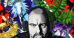 Joe Rogan's podcast artwork featuring vibrant colors, iconic imagery, and striking tattoo designs. Explore his unique perspective.