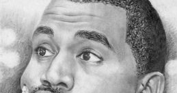 Kanye West deep in thought, showcasing his expressive gaze and iconic style in a detailed pencil sketch.