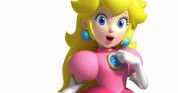 Princess Peach in a vibrant pink dress, showcasing her iconic style and playful expression. Popular character in video games.