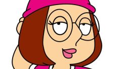 Meg Griffin poses confidently in a pink top and jeans, showcasing her unique style and character from "Family Guy.