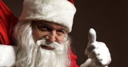 Santa Claus giving a thumbs up, dressed in a traditional red suit with a white fur trim and iconic festive accessories.