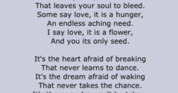 Lyrics of "The Rose" explore themes of love, longing, and resilience through poetic imagery and metaphorical expressions.