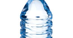 Clear bottled water with a blue cap, showcasing a sleek design and smooth contours for easy handling and hydration.