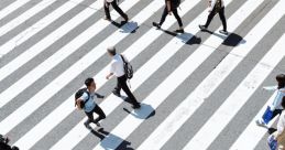 Pedestrian-Crossing You can hear the distinctive of air brakes releasing as a large vehicle comes to a stop at the