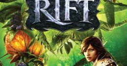 Epic fantasy adventure in "Rift," featuring a warrior in armor wielding a distinctive sword amidst a lush, vibrant landscape.