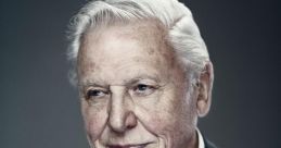 David Attenborough, renowned naturalist, smiles warmly in a formal suit, embodying wisdom and passion for wildlife conservation.