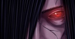 Madara Uchiha from Naruto, showcasing his iconic dark hair and intense red eyes, embodies power and mystery.