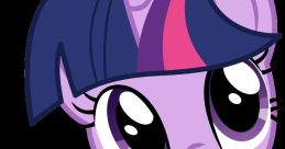 Twilight Sparkle, the purple unicorn from the cartoon "My Little Pony," with large expressive eyes and a cheerful smile.