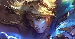 Ezreal from League of Legends conjuring blue magical energy, showcasing his adventurous spirit and dynamic gameplay style.