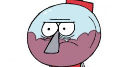 Benson Dunwoody from Regular Show, featuring a frustrated expression and iconic gumball machine design.