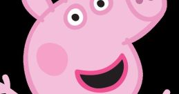 Peppa Pig, a cheerful cartoon character, happily waves in her signature red dress, embodying fun and adventure.