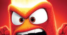 Anger from "Inside Out" expressing intense emotion with fiery hair and a furious expression, capturing the essence of rage.