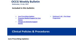 OCCG Weekly Bulletin highlighting June prescribing updates and proactive care support for local health services.