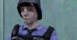 Barney from Half-Life in tactical gear, standing with arms crossed against a blue-green background.