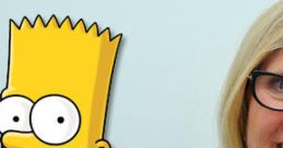 Nancy Cartwright alongside her iconic character Bart Simpson, known for cheeky antics and humor on "The Simpsons.