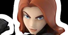 Black Widow action figure from Disney Infinity, showcasing her iconic black suit and fierce expression ready for battle.