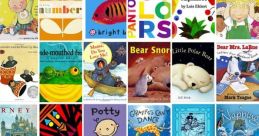 Colorful children's book covers arranged in a grid, showcasing titles for baby literacy and early learning in libraries.