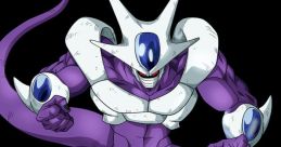 Cooler in his final form, showcasing powerful purple physique and menacing posture, ready for battle against foes.