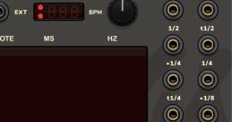 BPM Delay/Hertz calculator for audio production, featuring 65 BPM settings and multiple output options.