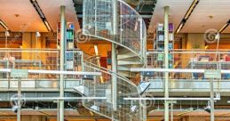 Polish Library In the bustling streets of Warsaw, Poland, the of a floor polisher passing by and turning off blend