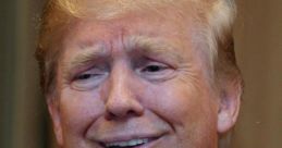 Donald Trump with a sarcastic expression, showcasing his signature hairstyle and a red tie during a public appearance.