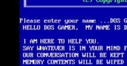 Retro DOS interface featuring Dr. Sbaitso, an interactive AI chatbot for gamers seeking help.