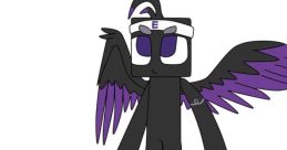 Enderman Andrew, a stylish character with purple wings and a unique headband, presents a captivating look in digital art.