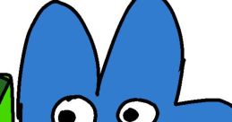 Blue character with large ears and a neutral expression stands beside a green figure, representing Four from XFOHV.