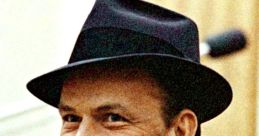 Frank Sinatra smiling in a classic suit and fedora, capturing the essence of vintage Hollywood charisma.