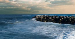 Waves crashing Library The of sea waves crashing into pier 1 can be both soothing and invigorating at the same time. The