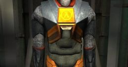 Detailed HEV Suit from the original Half-Life, showcasing its iconic armor design and sci-fi aesthetic in a laboratory setting.