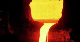 Flow of molten metal from a furnace, showcasing intense heat and vibrant orange glow, ideal for illustrating metalworking processes.