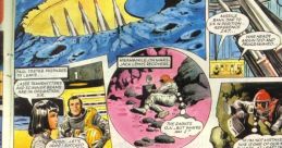 Sci-fi comic scene depicting astronauts on a moonbase with missile silos and alien activity in a futuristic setting.