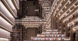 Large Space Library The echoes of footsteps reverberate through the vast library space, creating an atmosphere of quiet