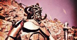 Epic portrayal of Legate Lanius from Fallout, showcasing his imposing armor and presence in a rugged landscape.