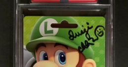 Signed Luigi gift card by Charles Martinet, featuring the Nintendo eShop logo and $10 value for gaming purchases.