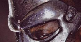 Close-up of MF Doom wearing his iconic mask, showcasing intricate details and a mysterious expression.