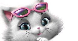 Milady from 44 Cats, sporting pink sunglasses and casual summer attire, radiates charm and playfulness.