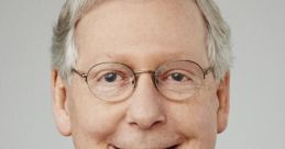 Mitch McConnell smiles in a formal setting, wearing a striped suit and polka-dot tie, embodying political leadership.