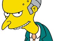 Montgomery Burns, the iconic character voiced by Harry Shearer, scheming in his signature green suit and mischievous grin.