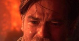 Obi-Wan Kenobi expresses anger during the Clone Wars, reflecting intense emotions amidst a fiery backdrop.