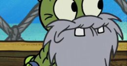 Old Man Jenkins, the quirky character from SpongeBob, features a long beard and overalls in a vibrant underwater setting.