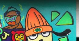 Colorful artwork featuring PaRappa the Rapper in a playful pose with Dred Foxx in the background, capturing the gaming vibe.